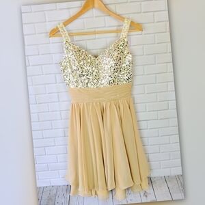 Custom-Made Gold Sequin Formal Dress‎ Womens 4-6 estimate only